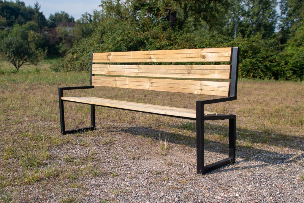 Banc en bois et métal design